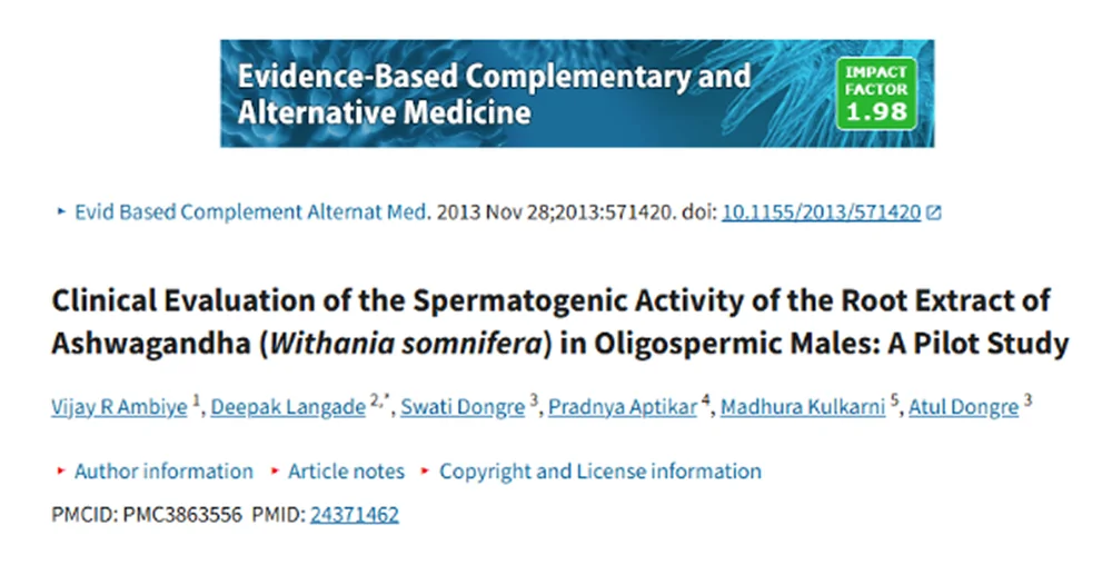 Studie: Clinical Evaluation of the Spermatogenic Activity of the Root Extract of Ashwagandha