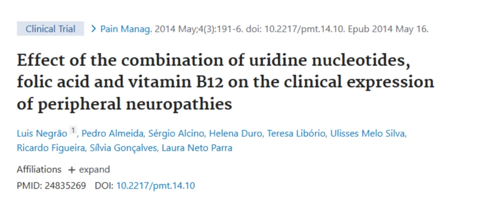 Studie: Effect of uridine nucleotides, folic acid and vitamin B12 on peripheral neuropathies