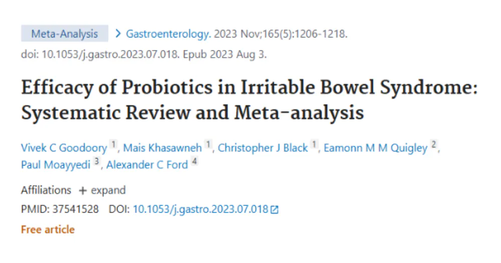 Meta-Analyse aus Gastroenterology: Efficacy of Probiotics in Irritable Bowel Syndrome